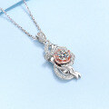 wholesale PT925 silver plated with PT950 gold women's moissanite flower pendant rose fashion necklace in stock for wholesale-0-5