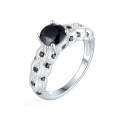 wholesale 925 Sterling Silver Black Nano Zirconia Ring for Women, High-End European and American Fashion, Unique Ins Style-0-0