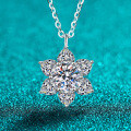 S925 Silver All-Moissanite Snowflake Pendant Necklace-0-4