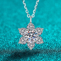 S925 Silver All-Moissanite Snowflake Pendant Necklace-2.8-carat pure Moissanite  925 silver