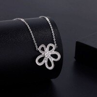 S925 Silver 2025 Floral Pendant Necklace-YD-3666 Sterling Silver Zircon  925 Silver