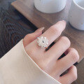 wholesale S925 Silver Fashionable Japanese-Korean Mori Kei Small Fresh Lotus Niche Chinese Style Light Luxury Trendy Open-End Ring-0-2