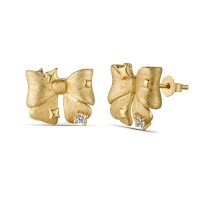 wholesale 925 Sterling Silver Cross-Border New Chinese Style Earrings for Women, Elegant and Retro Matte Bow with Micro-Inlaid Zirconia High-End Ear Accessories-Gold DY1D0456-SG-WH 925 silver