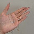 wholesale S925 Sterling Silver New Japanese and Korean Women's Necklace, Exquisite High-End Zircon Arrangement Design, Small and Luxurious Collarbone Chain for Women-0-1