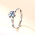 wholesale Pure Silver Genuine D Color Six-Prong Set 80-Point Moissanite Ring for Women, Light Luxury Niche Design Openable Wholesale-0-0