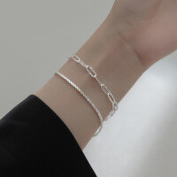 wholesale S925 Sterling Silver Sparkling Wave Bracelet Stackable Geometric Square Link Chain Full of Stars Flash Galaxy Jewelry for Women S4478-S2923-Starry Sky Water Drop Tail Gold 925 Silver