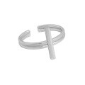 wholesale S925 Sterling Silver 525 Korean Version INS Niche Design Minimalist Cold Tone Versatile Cross Textured Adjustable Open Ring for Women-0-5