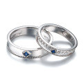 wholesale Au750 18K Gold Sapphire and Natural Diamond Couple Rings, Magazine Style, Wedding Bands for Banquet-0-4