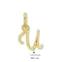 wholesale 925 Sterling Silver Irregular English Letter Pendant Ins Necklace For Women-U-Single Pendant/Gold