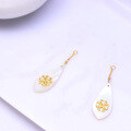 wholesale 925 Sterling Silver Leaf Shell Earrings for Women, One Pair with Tassel, Personalized White Stud Earrings-0-5