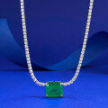 wholesale S925 sterling silver jewelry women's emerald simulation necklace single-row full diamond collarbone chain luxurious-0-0