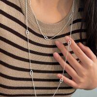 wholesale S925 Sterling Silver Pig Nose Necklace for Women, Fashionable Minimalist Cold Style, Spring and Summer Long and Short Layering Chain, High-end Feel-Sterling Silver-Short