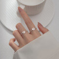wholesale S925 silver delicate and simple five-petal flower chain ring, fashionable and elegant ladies' jewelry for women J8264-0-1