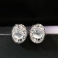 wholesale S925 Silver Needle Chalcedony Stud Earrings Egg Surface High Ice Agate Imperial Green Silver Earrings Factory Direct New Chinese Style Set-0-0
