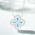 925 Silver Four-Leaf Clover Necklace Women's Red Gangyu Full Diamond High-End Craftsmanship Clavicle Chain-0-7