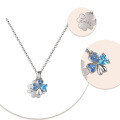 wholesale 925 Silver Korean Fashion Versatile Minimalist Blue Zircon Inlaid Four-Leaf Clover Necklace for Women, High-End-0-3