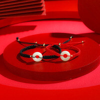 wholesale S925 Sterling Silver Red String Bracelet Set for Couples, Ben Ming Nian Safety Buckle Unisex Bracelet, 520 Valentine's Day Gift-Men's black rope