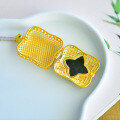 wholesale 925 Silver Gold-Plated Court Style Openable Hollow Square Pendant Necklace with Hetian Jade Fragrance Sachet-0-2
