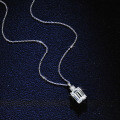 S925 Silver Wholesale Women's Emerald Cut Moissanite Square Collarbone Necklace-0-0