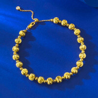 wholesale S925 Sterling Silver Laser Brushed Cat Eye Beaded Bracelet for Women, Small and Exquisite, High-End Minimalist Design, Ready for Drop Shipping-B120 Gold Adjustable