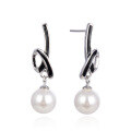 wholesale S925 Sterling Silver Women's Minimalist Ear Studs Korean Japanese Version Retro Long Pearl Earrings Slimming Elegant Earrings-0-4