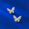 wholesale S925 Sterling Silver Vintage Botanical Butterfly Earrings with Brushed Finish, Dreamy and Versatile High-End Earrings-0-2
