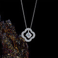 S925 Sterling Silver 50-Point Moissanite Four-Leaf Clover Pendant Necklace-0-1