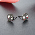 wholesale S925 sterling silver unisex small cute creative cartoon trendy adorable black soot earrings studs-0-3