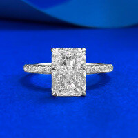 wholesale Metal Material S925 Silver Europe and America New Style Imported High Carbon Diamond 7*10 Ring Female Cross-border Fast Selling Hot Style-R1511 White Diamond Ring Size 7