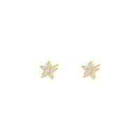 wholesale S925 Sterling Silver Small Petal Colored Zircon Earrings For Women, Elegant Cross-border Floral Design-E4220-White Zirconium 925 Silver