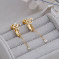 wholesale S925 silver plated with 14k gold and white zirconia retro light luxury earrings, winter new collection 2023-0-5