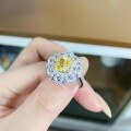 wholesale PT950 plated 925 sterling silver zirconia ring for women, wedding band, diamond ring, yellow diamond, radiant cut, ice flower cut ring wholesale-0-1