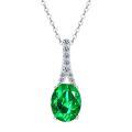 wholesale S925 Sterling Silver Cross-Border Vintage Fashion Emerald Necklace for Women, Light Luxury Niche Eiffel Tower Oval Pendant Collarbone Chain-0-4