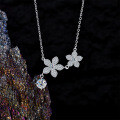 Sterling Silver Balance Beam Pendant Necklace with Pearl and Moissanite-0-1