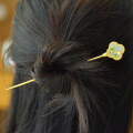 wholesale Pure silver gold-plated and cold enamel New Chinese-style antique cheongsam Hanfu updo accessories hairpin hair stick with step shake and Hetian jade-0-2