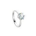 wholesale S925 Sterling Silver Cross-Border Classic Six-Prong Moissanite Ring for Women, Minimalist and Versatile, Non-Fading, Small Design Sense Wedding Ring-0-14