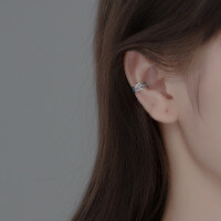 wholesale S925 silver clip-on earrings for women, vintage Thai silver twisted wire ear clips, ethnic style ear accessories for women E7270-S925 silver pair 925 silver