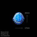 wholesale 925 Sterling Gold Plated Ring with High Carbon Diamond Blue Green Opal Cabochon and Blue Diamond Halo, Versatile Jewelry for Women-0-1