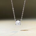 S925 Silver Zhao Lusi Nose Stud Diamond Necklace, Four-Prong Mini Collarbone Chain-0-0