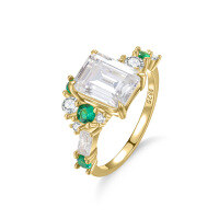 wholesale S925 Sterling Silver 3-Carat Square Ring with Certificate, Featuring a Large Fancy Moissanite Center Stone and Unique Design-3-carat moissanite ring  US size 7 (domestic size 15)