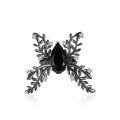wholesale S925 Sterling Silver Black Zircon Agate Butterfly Ring with Unique Design for Women-0-3