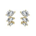 wholesale S925 Sterling Silver Light Luxury Pear-Shaped Row Diamond Stud Earrings for Women, High-End Sense, Fashion Versatile and Elegant-0-4