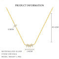 wholesale S925 Sterling Silver Petal French Zirconia Flashing Necklace With Fringe Chain, Elegant And Versatile-0-6