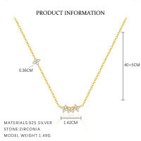wholesale S925 Sterling Silver Petal French Zirconia Flashing Necklace With Fringe Chain, Elegant And Versatile-A3896-Gold 925 Silver