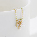 wholesale S925 Sterling Silver Gold-Plated DUNLI Jewelry 24 New Product Crystal Shaking Tassel Necklace, Fashion Versatile Elegant Collarbone Chain-0-2