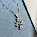 wholesale S925 Silver New Style Simple Diamond-inlaid Butterfly Necklace 5*7 Yellow Diamond Pendant Women's Fashion Collarbone Chain-0-2