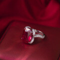 wholesale S925 silver plated with 18k gold, lab-created cushion-shaped ruby 12*16mm high-end jewelry closed-back ring-0-1