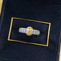 wholesale S925 Silver New Style 4*6 Pigeon Egg Ring with High Carbon Diamond Powder and Yellow Diamond for Women,Ins。-0-3