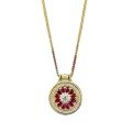 wholesale Golden S925 Silver Red Pomelo Compass Double-sided Necklace Lucky Eight Treasures Pendant Chinese Style-0-4