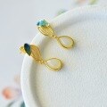 wholesale S925 silver inlaid with Hetian jade gold branch and leaf drop earrings, novel and unique, in a trendy Chinese style-0-2